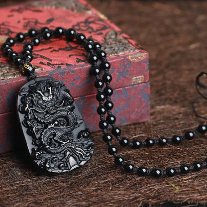 Dragon Black Obsidian Necklace - Yurei Works